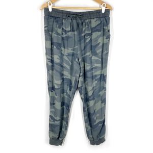 Splendid Camo Jogger Pants Green Gray High Waisted Drawstring XL